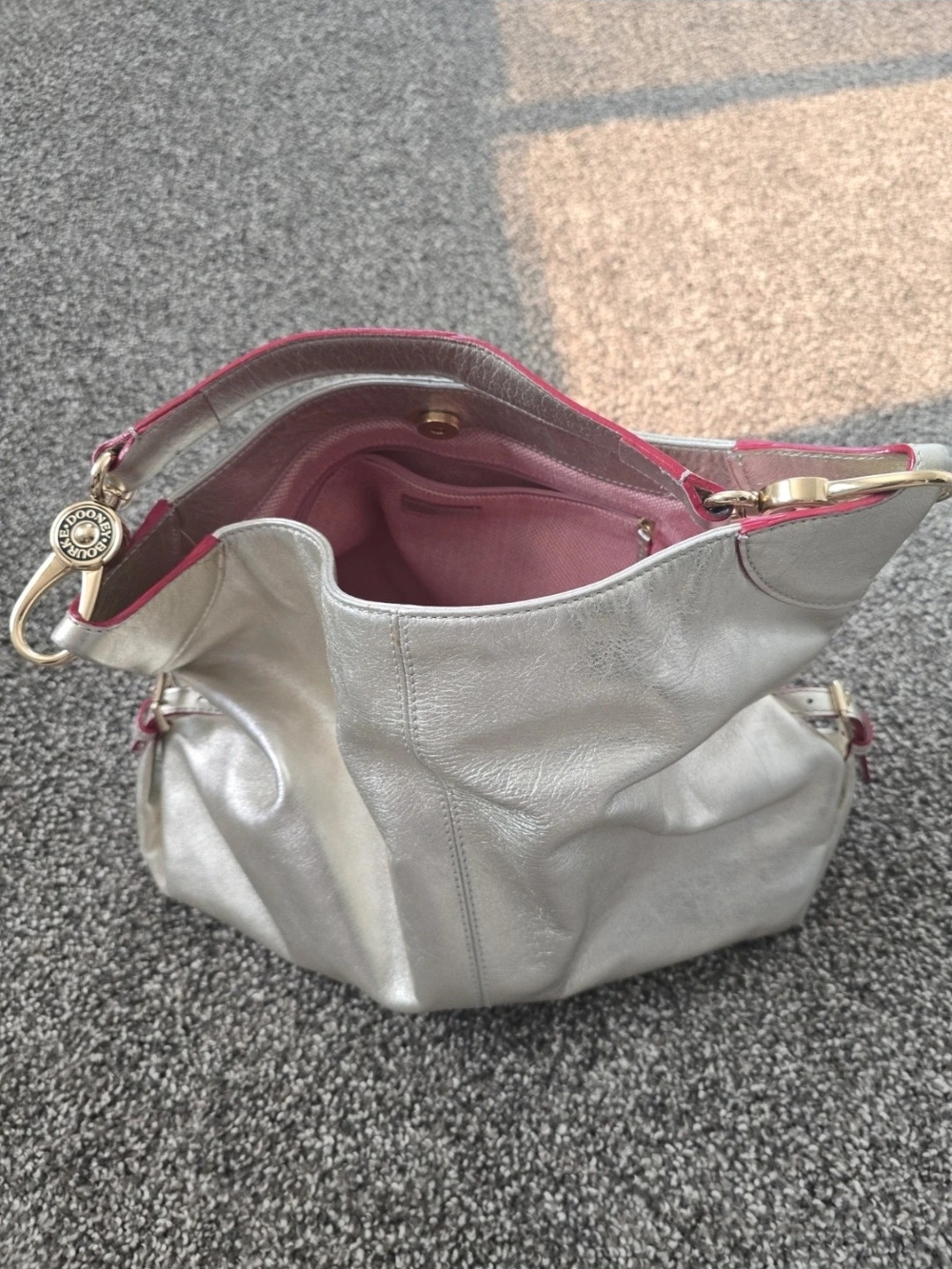 Dooney & Bourke Metallic Silver Leather Shoulder Bag EUC - Picture 2 of 16